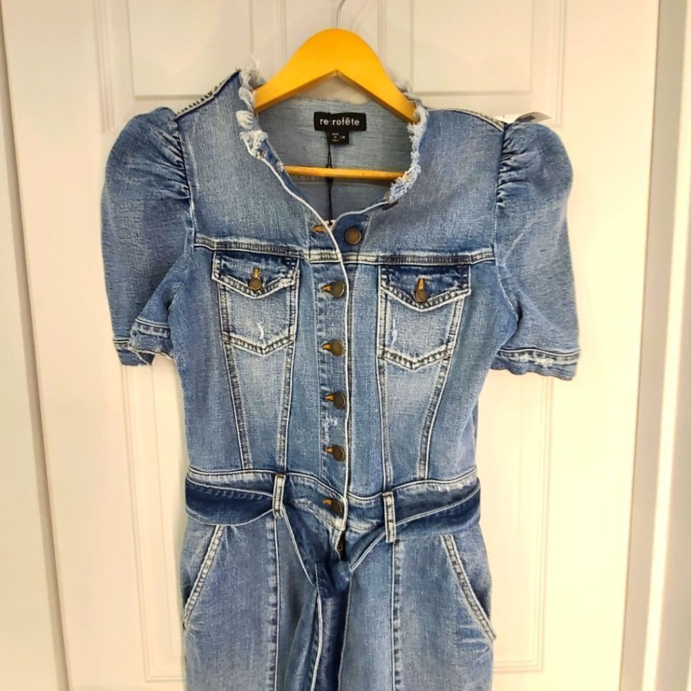 Retrofete Lia Denim jumpsuit size M NWT MSRP $590 - Picture 8 of 14